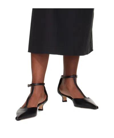 Aeyde Liz Patent Leather T-strap Pumps In Black