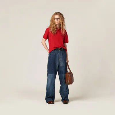 Miu Miu Leather Patchwork Beau Bag In Brown