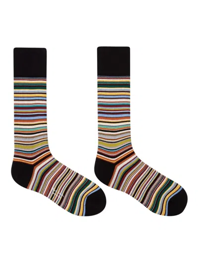 Paul Smith Men Sock Multistripe In Black