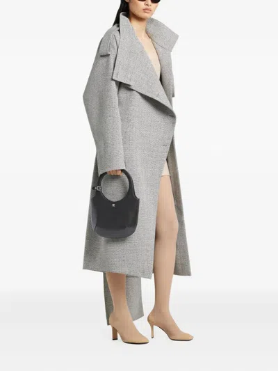 Courrèges Curved Patent Leather Shoulder Bag In Black