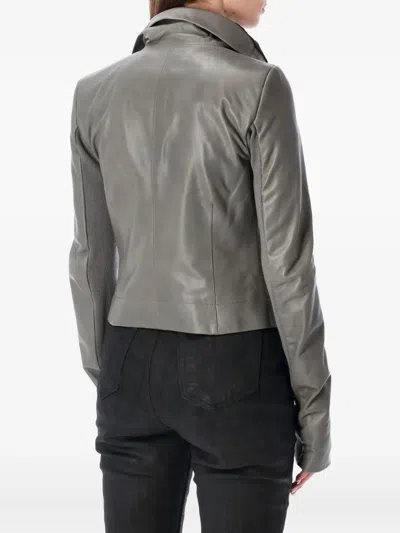 Rick Owens Biker Jacket With Long Sleeves And Collar In Gray