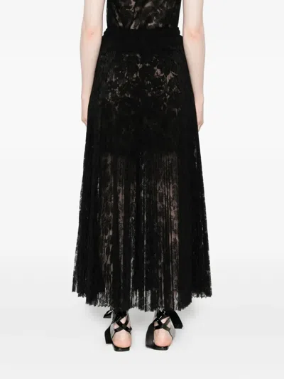 Ermanno Scervino Midi Skirt With Lace Overlay Design In Black