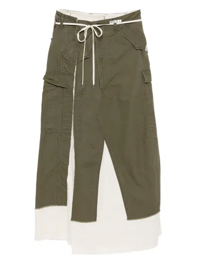 Miharayasuhiro Khaki Cargo Pants Pasted Midi Skirt In Green