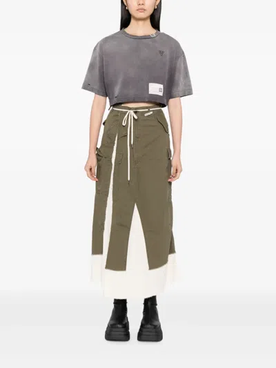 Miharayasuhiro Khaki Cargo Pants Pasted Midi Skirt In Green