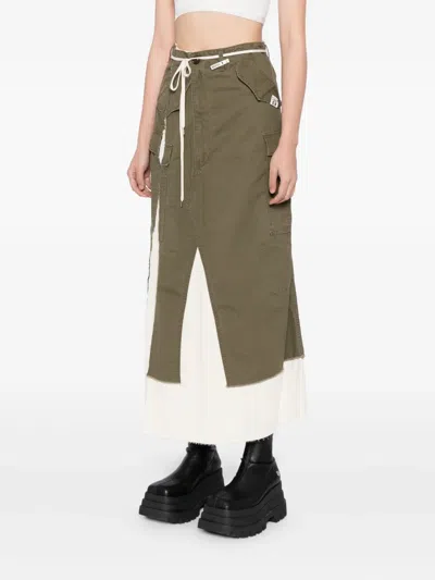 Miharayasuhiro Khaki Cargo Pants Pasted Midi Skirt In Green