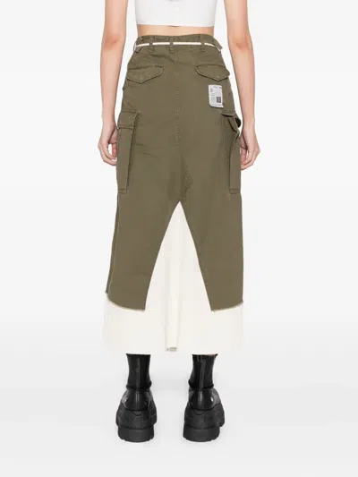 Miharayasuhiro Khaki Cargo Pants Pasted Midi Skirt In Green