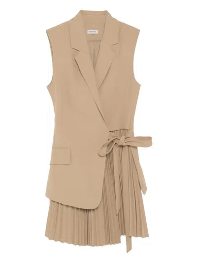 Simkhai Eman Pleated Mini Dress In Camel In Brown