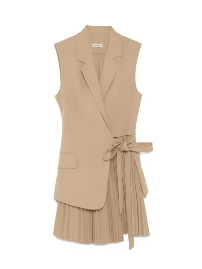 Simkhai Eman Pleated Mini Dress In Camel In Brown