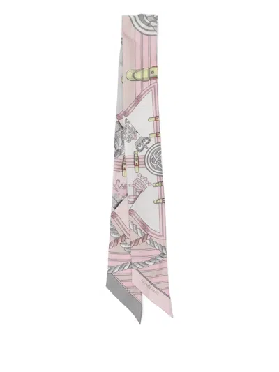 Pre-owned Hermes Grande Tenue Silk Twilly In Pink