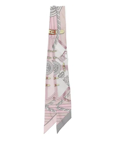 Pre-owned Hermes Grande Tenue Silk Twilly In Pink