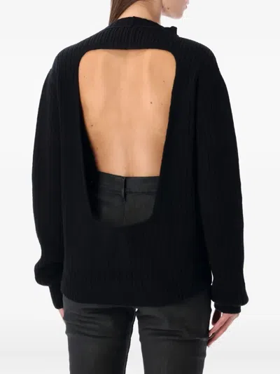 Rick Owens Knitwear With Long Sleeves And Open Back In Black