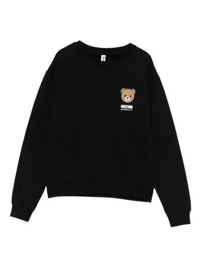 Moschino Teddy Bear-logo Jersey Sweatshirt In Black