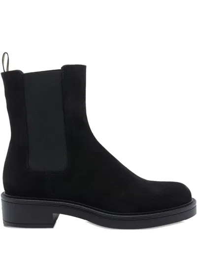 Stuart Weitzman Suede Ankle Boots Block Heel In Black