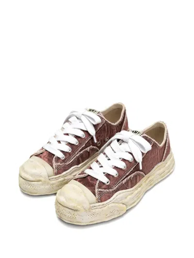 Miharayasuhiro Hank Blached Washed Low-top Sneakers In Red