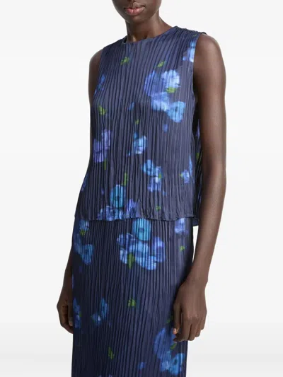 Vince Poppy Blur Crushed Shell Top In Blue