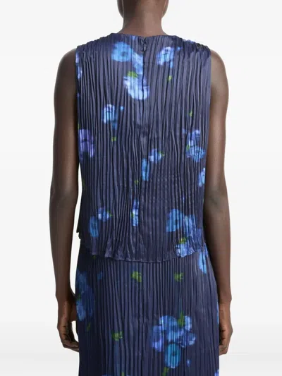 Vince Poppy Blur Crushed Shell Top In Blue