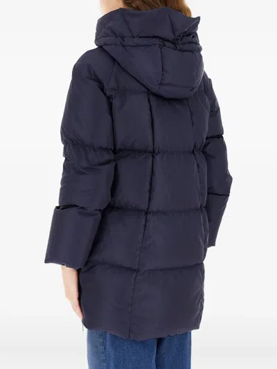 Weekend Max Mara Long-sleeved Hooded Cotton Jacket In Blue