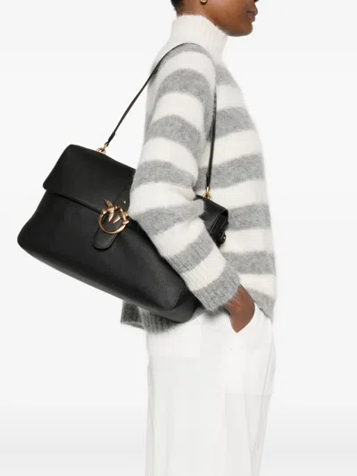 Pinko Love One Leather Shoulder Bag In Black
