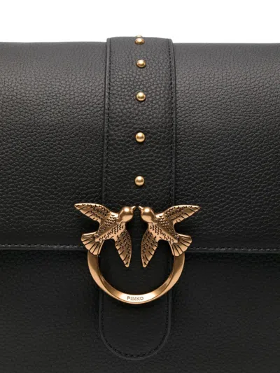 Pinko Love One Leather Shoulder Bag In Black
