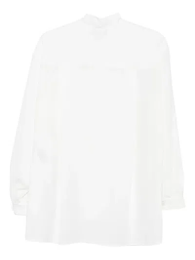 Emporio Armani Neck Tie Blouse High-low Hem In White