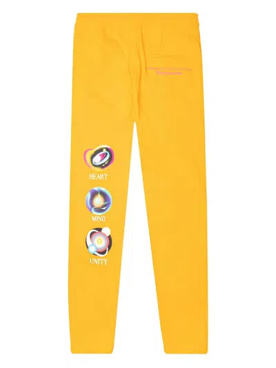 Billionaire Boys Club Astronaut-print Heart-mind-unity Joggers In Yellow
