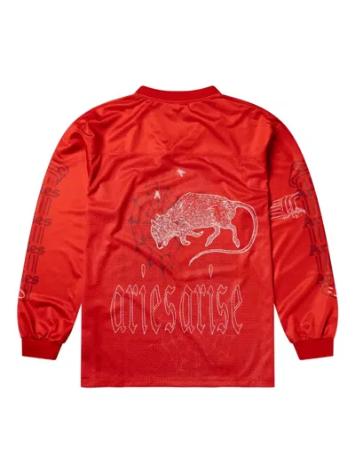 火焰印花网纱T恤