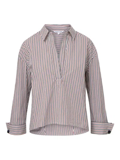Veronica Beard Draymond Striped Stretch Cotton-blend Poplin Shirt In Multi