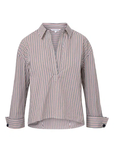 Veronica Beard Draymond Striped Stretch Cotton-blend Poplin Shirt In Multi