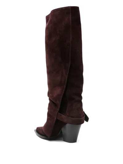 Elena Iachi 90mm Suede Knee-high Boots In Red