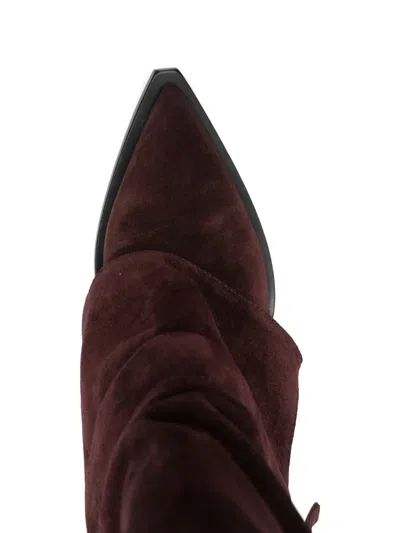 Elena Iachi 90mm Suede Knee-high Boots In Red