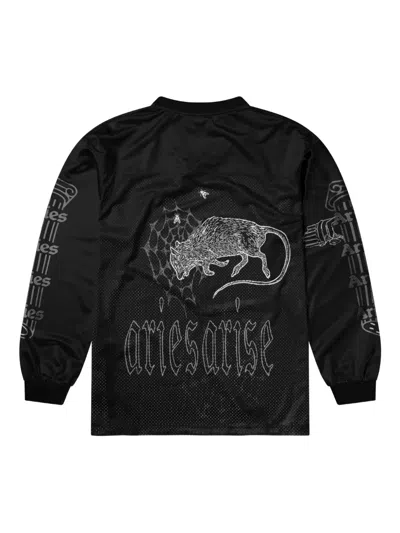 Aries Spider-web Graphic T-shirt In Black