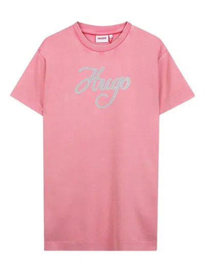 Hugo Boss Logo-print Dress In Pink