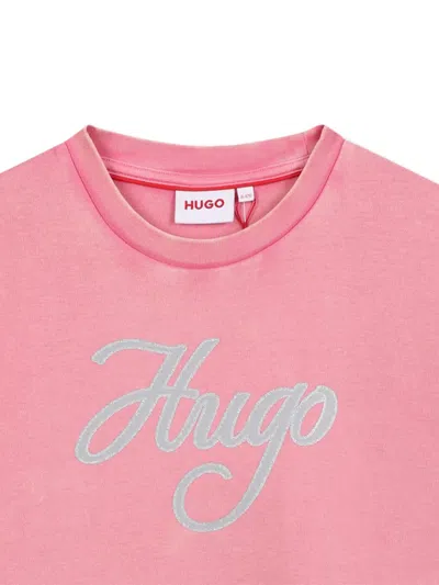 Hugo Boss Logo-print Dress In Pink