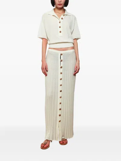 Christopher Esber Pleated Buttoned Skirt In White