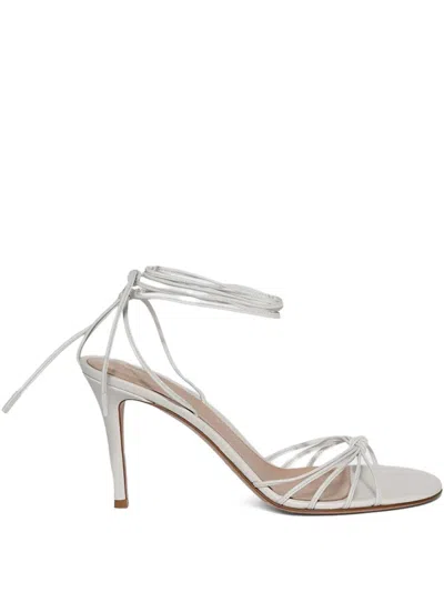 Gianvito Rossi 85mm Lace-up Leather Sandals In White