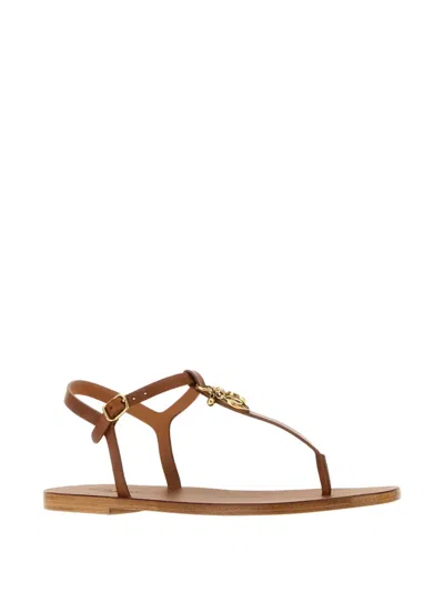 Chloé Chloe Women Caramel Leather Chloe Charms Thong Sandals In Brown