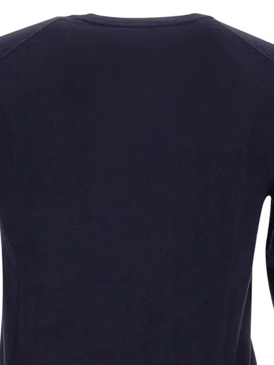 Sun 68 Embroidered-logo V-neck Sweater In Blue