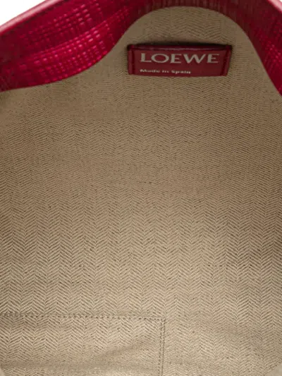 Pre-owned Loewe 2016 Large Linen Embossed Patent Anagram Repeat T Pouch Clutch Bag In Pink