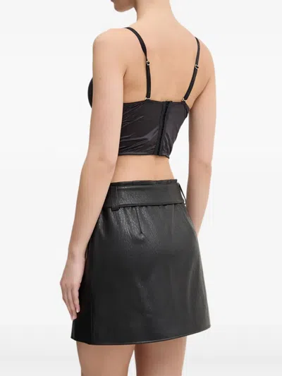 Hugo Boss Belted Zip-front Mini Skirt In Black