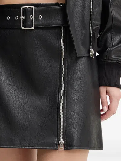 Hugo Boss Belted Zip-front Mini Skirt In Black