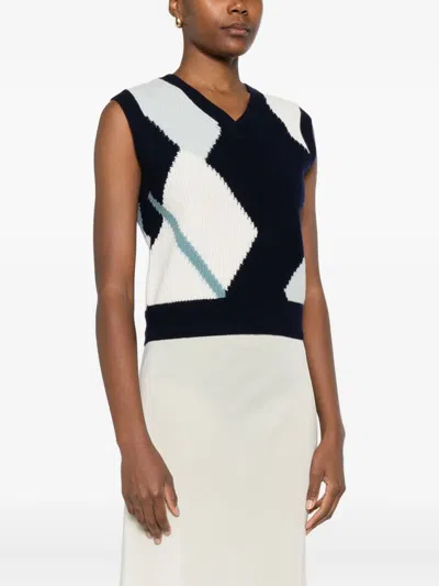 Eric Bompard Diamond-pattern Sleeveless Sweater In Black