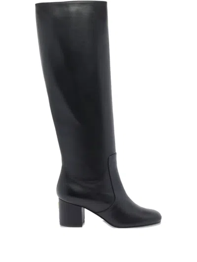 Via Roma 15 70mm Calf-leather Block-heel Knee-high Boots In Black