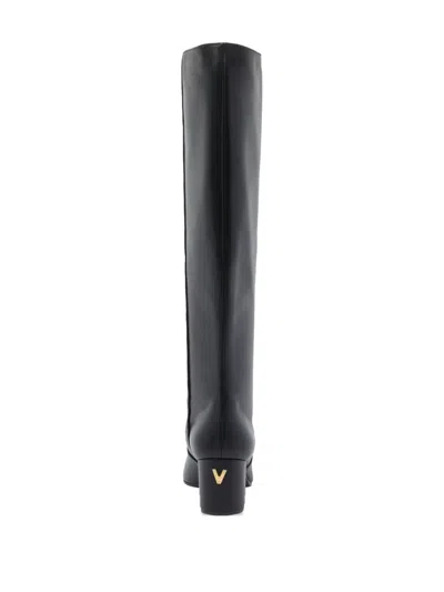 Via Roma 15 70mm Calf-leather Block-heel Knee-high Boots In Black