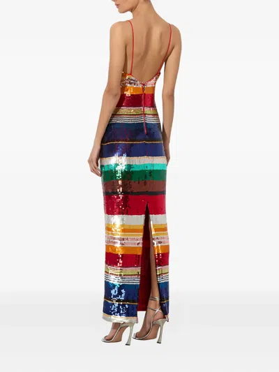 Alice And Olivia Artea Sequin-striped Maxi Dress In Multi