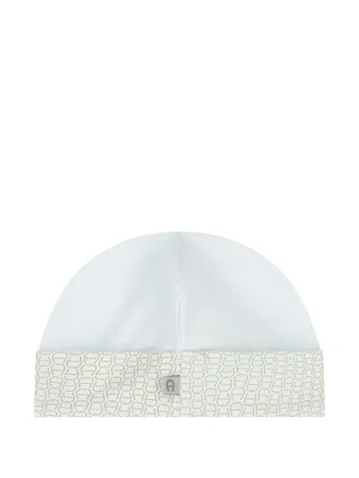 Aigner Logo-pattern Beanie In Blue