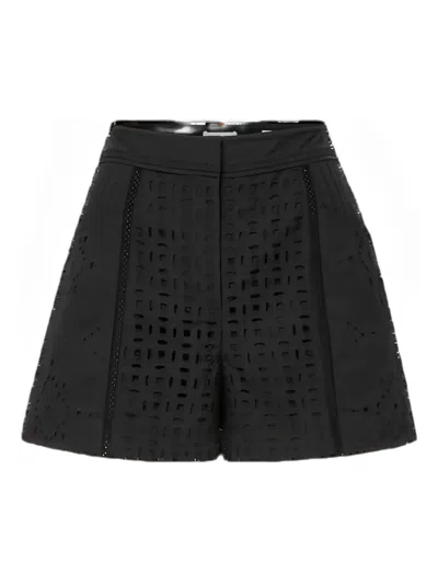 Veronica Beard Fabian Broderie Anglaise Cotton Shorts In Black