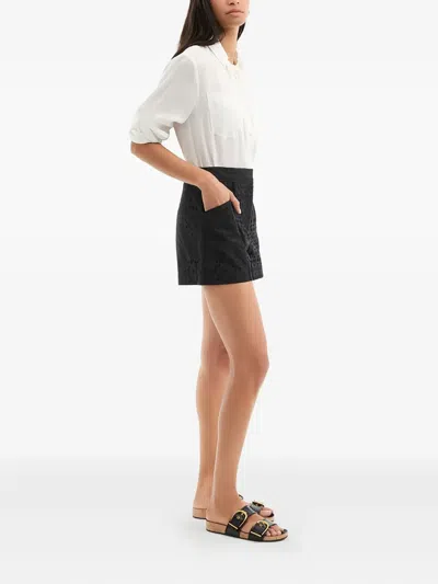 Veronica Beard Fabian Broderie Anglaise Cotton Shorts In Black
