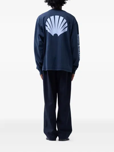 New Amsterdam Shell-print Long-sleeves Sweatshirt In Blue