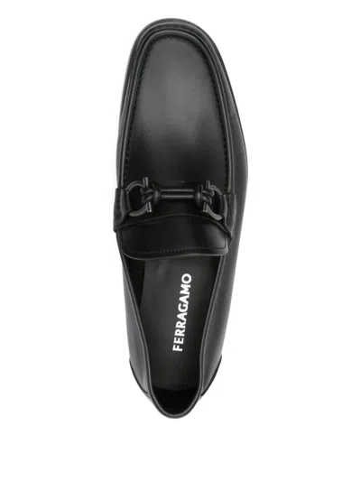 Ferragamo Grandioso2 Leather Loafers With Gancini Buckle In Black