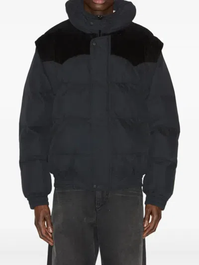 Isabel Marant Marant Dawson Short Puffer Jacket In Cotton And Velvet In Black